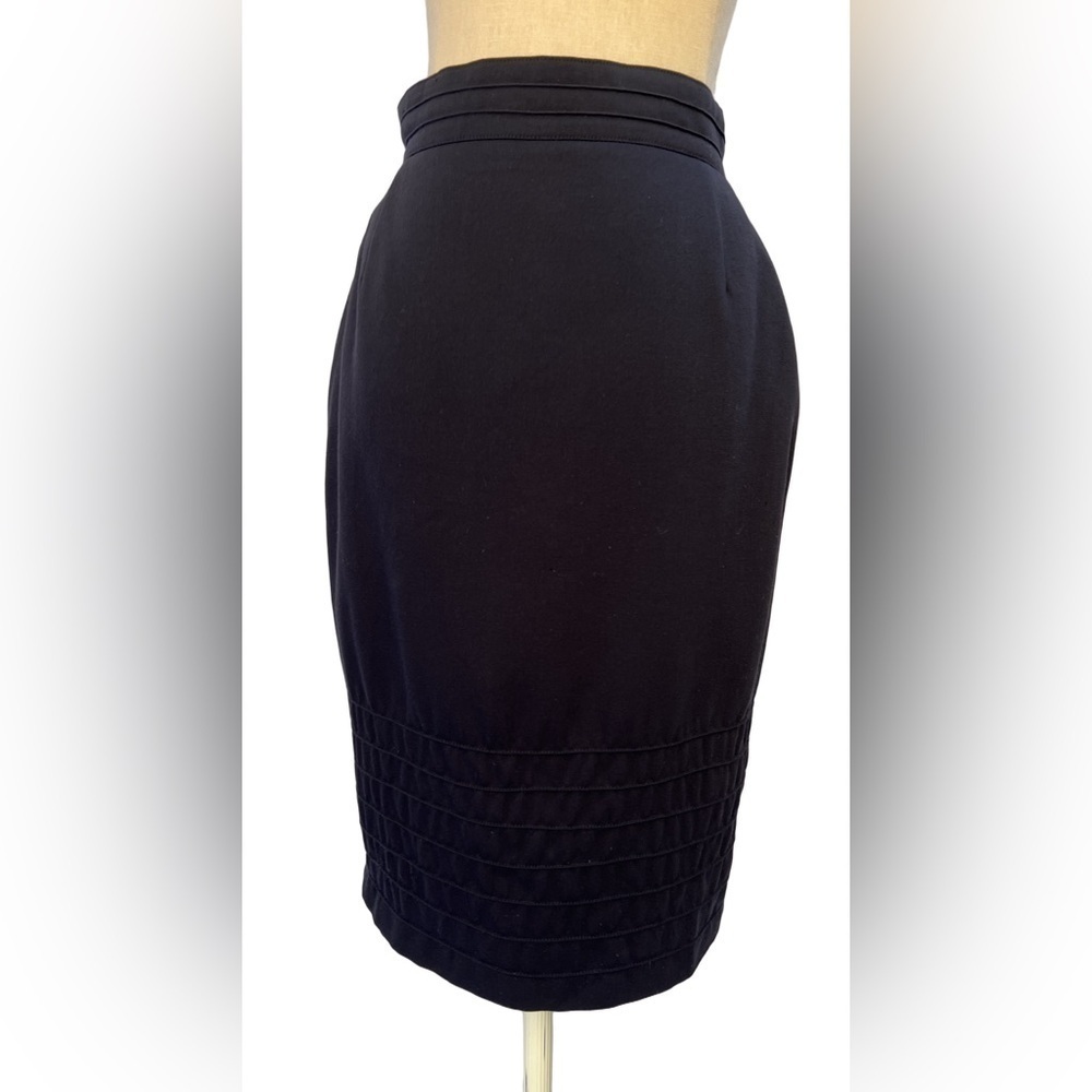 Vintage 80's Escada Wool Pencil Skirt Navy Blue Size 36